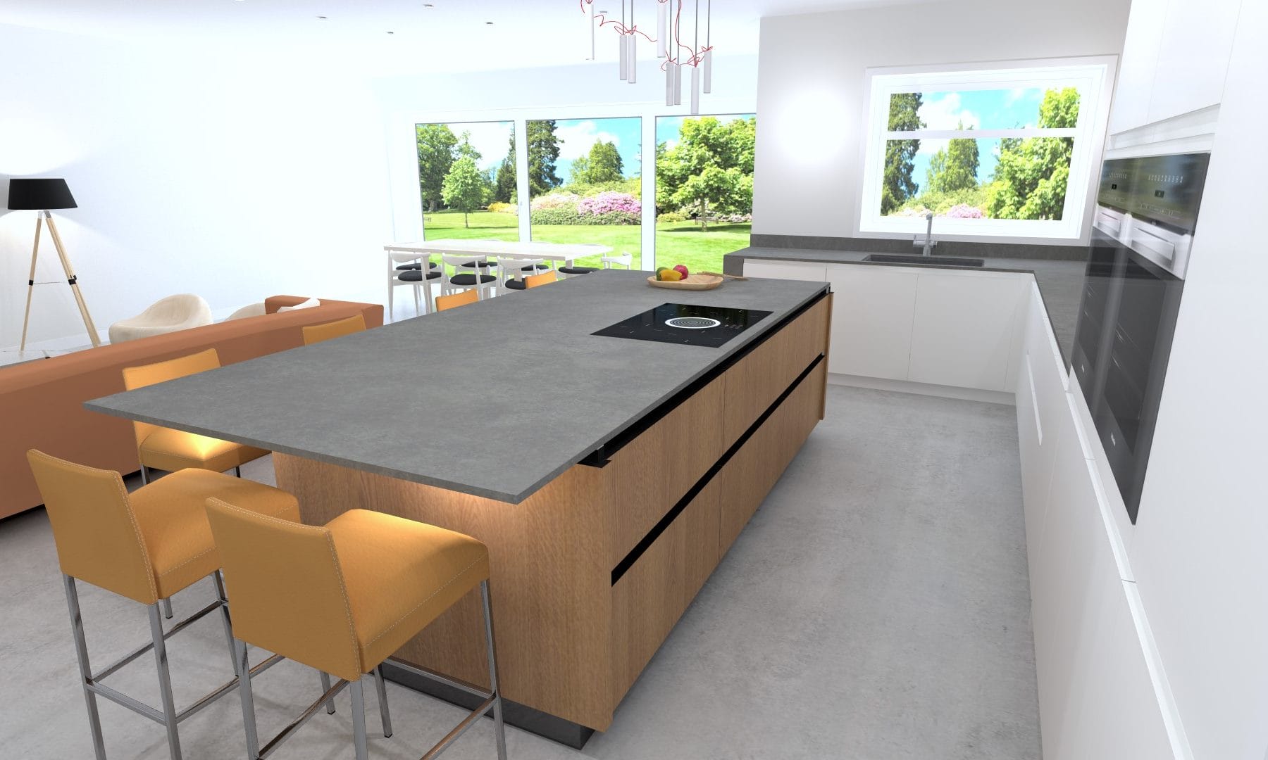 Refreshing modern handleless kitchen.