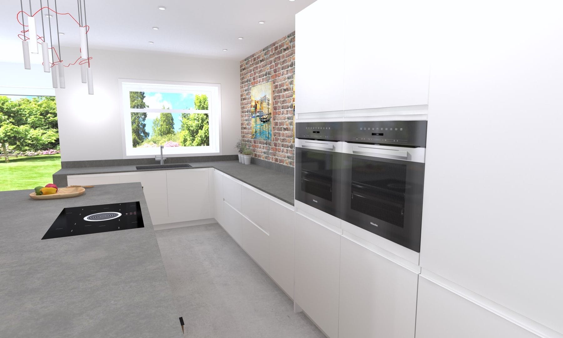 Refreshing modern handleless kitchen.