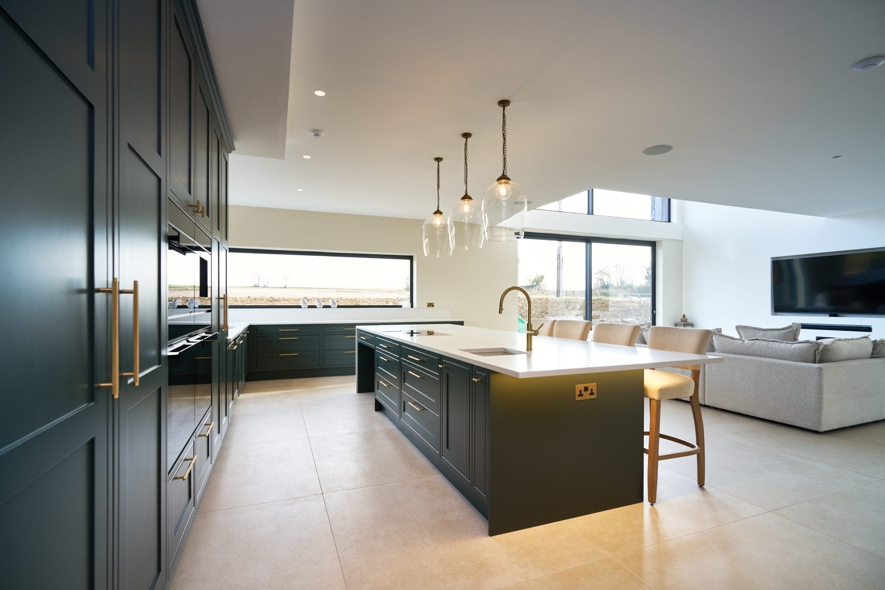 kitchen island with waterfall ends