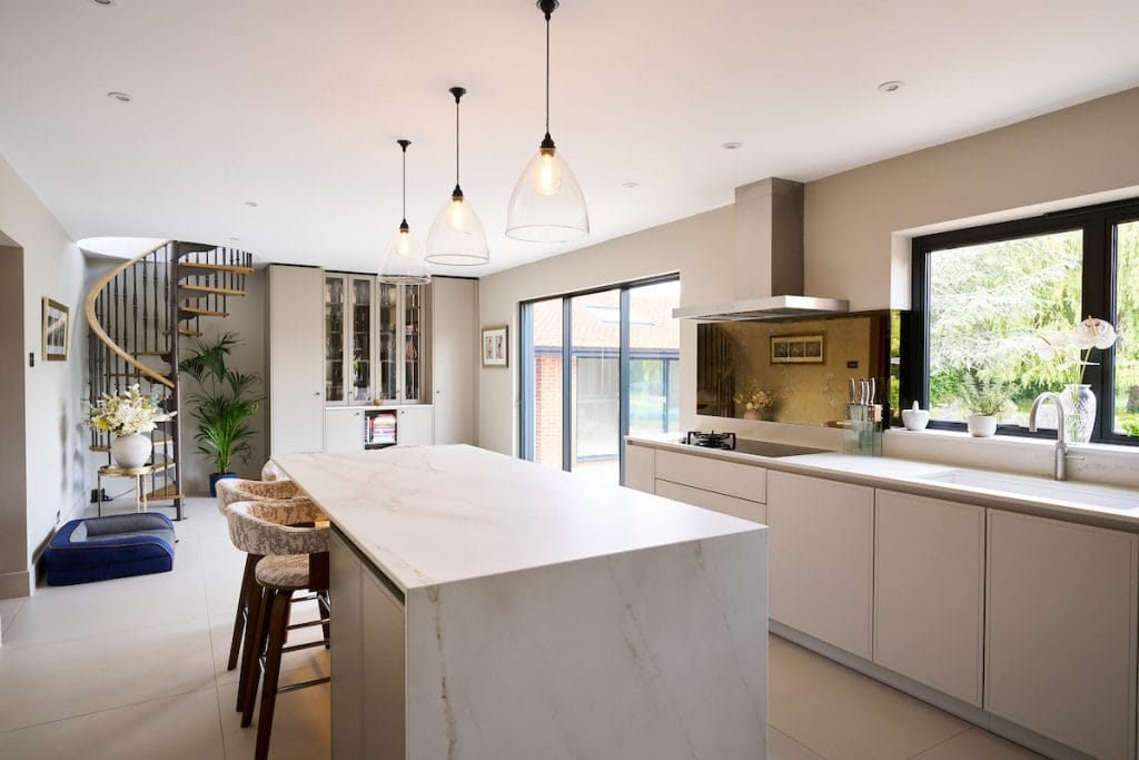 Open-Plan living space with Kitchen - Island and Larder Space